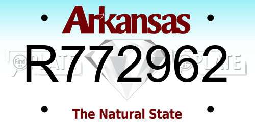 R772962 Arkansas License Plate