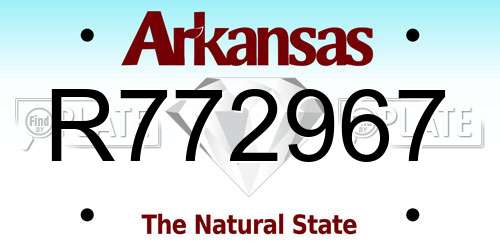 R772967 Arkansas License Plate