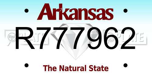 R777962 Arkansas License Plate