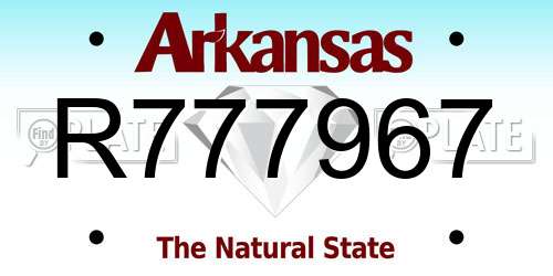 R777967 Arkansas License Plate
