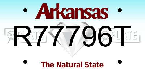 R77796T Arkansas License Plate