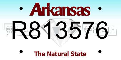 R813576 Arkansas License Plate
