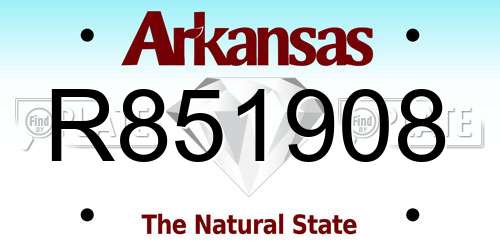 R851908 Arkansas License Plate