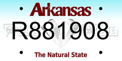 R881908 Arkansas License Plate