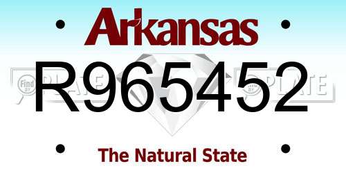 R965452 Arkansas License Plate