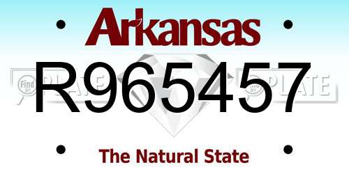 R965457 Arkansas License Plate
