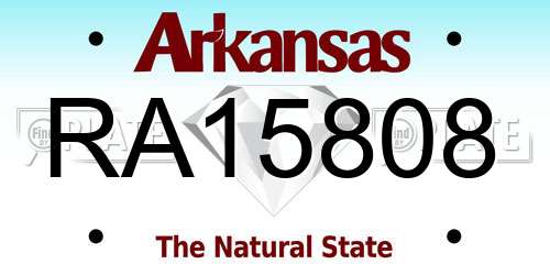 RA15808 Arkansas License Plate