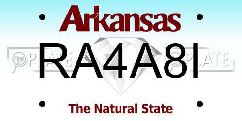 RA4A8I Arkansas License Plate