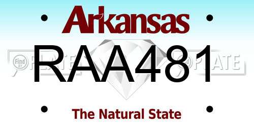 RAA481 Arkansas License Plate