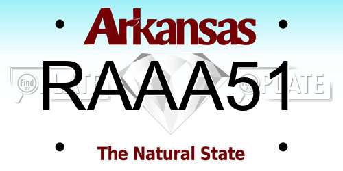 RAAA51 Arkansas License Plate