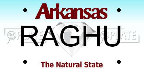 RAGHU Arkansas License Plate