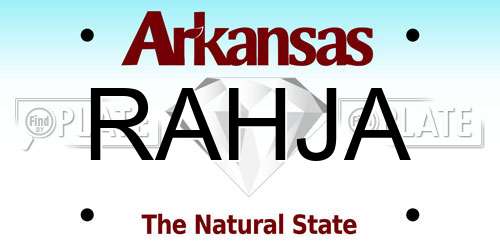 RAHJA Arkansas License Plate