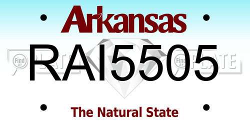 RAI5505 Arkansas License Plate