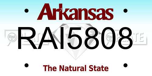 RAI5808 Arkansas License Plate