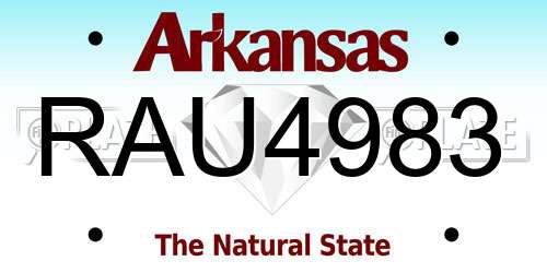 RAU4983 Arkansas License Plate