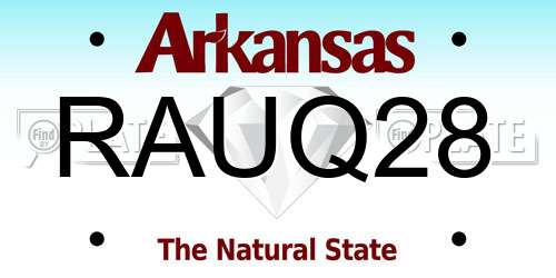 RAUQ28 Arkansas License Plate