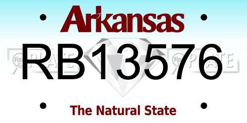 RB13576 Arkansas License Plate