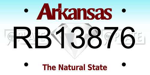 RB13876 Arkansas License Plate