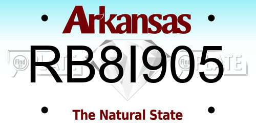 RB8I905 Arkansas License Plate