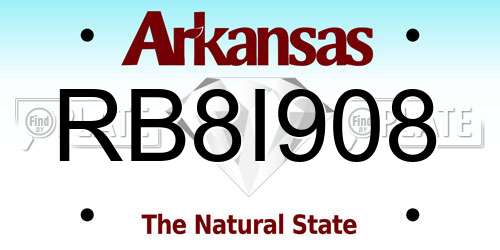 RB8I908 Arkansas License Plate
