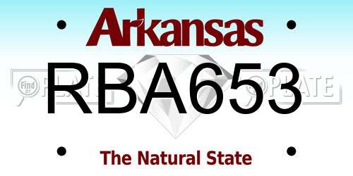 RBA653 Arkansas License Plate