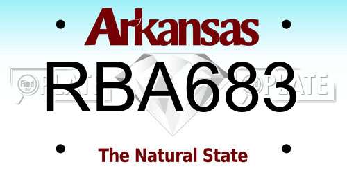 RBA683 Arkansas License Plate