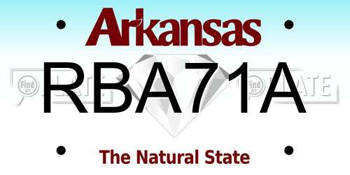 RBA71A Arkansas License Plate