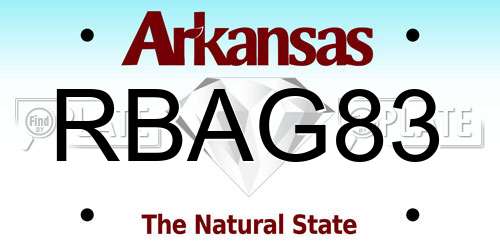 RBAG83 Arkansas License Plate