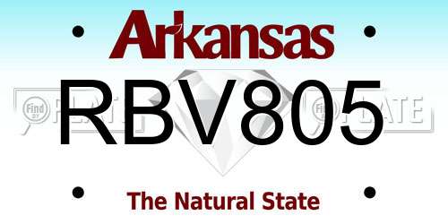 RBV805 Arkansas License Plate