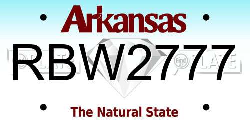 RBW2777 Arkansas License Plate