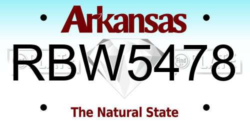 RBW5478 Arkansas License Plate