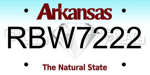 RBW7222 Arkansas License Plate