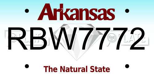 RBW7772 Arkansas License Plate