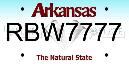 RBW7777 Arkansas License Plate