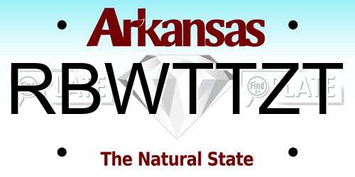 RBWTTZT Arkansas License Plate