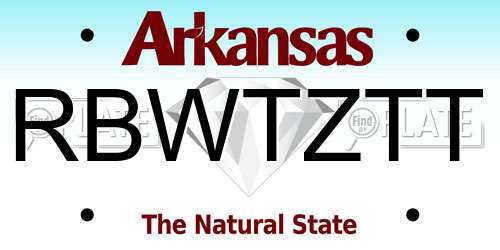 RBWTZTT Arkansas License Plate