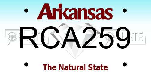 RCA259 Arkansas License Plate