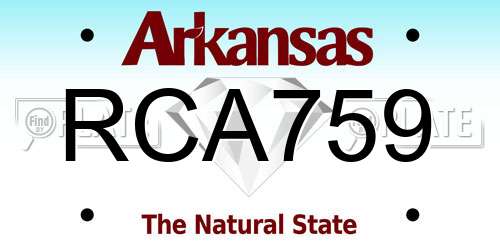 RCA759 Arkansas License Plate