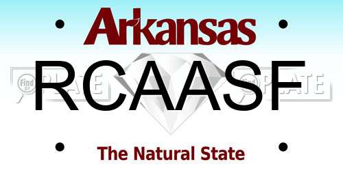 RCAASF Arkansas License Plate