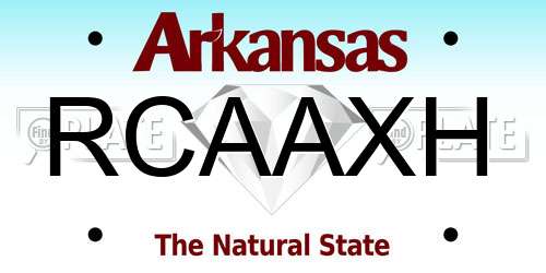 RCAAXH Arkansas License Plate