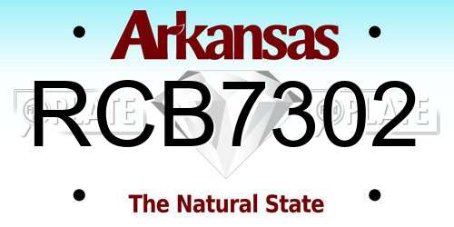 RCB7302 Arkansas License Plate