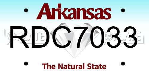 RDC7033 Arkansas License Plate