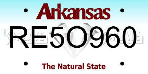 RE5O960 Arkansas License Plate