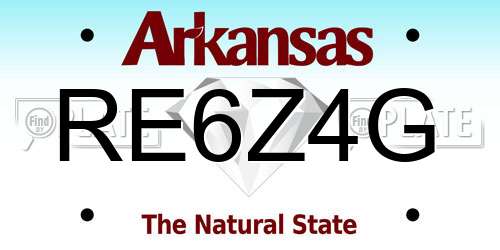 RE6Z4G Arkansas License Plate