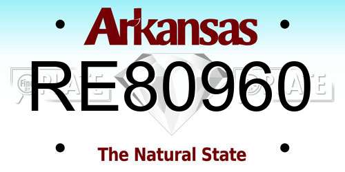 RE80960 Arkansas License Plate