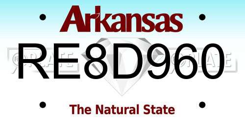 RE8D960 Arkansas License Plate