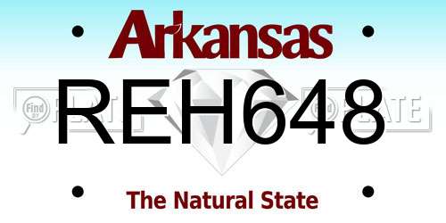 REH648 Arkansas License Plate