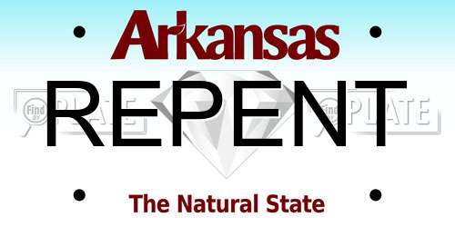REPENT Arkansas License Plate