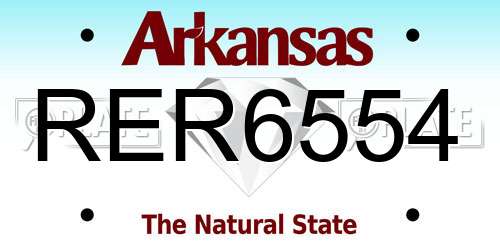 RER6554 Arkansas License Plate