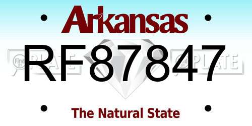 RF87847 Arkansas License Plate